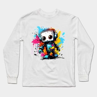 Cute cartoon Robot. Funny cyborg. Long Sleeve T-Shirt